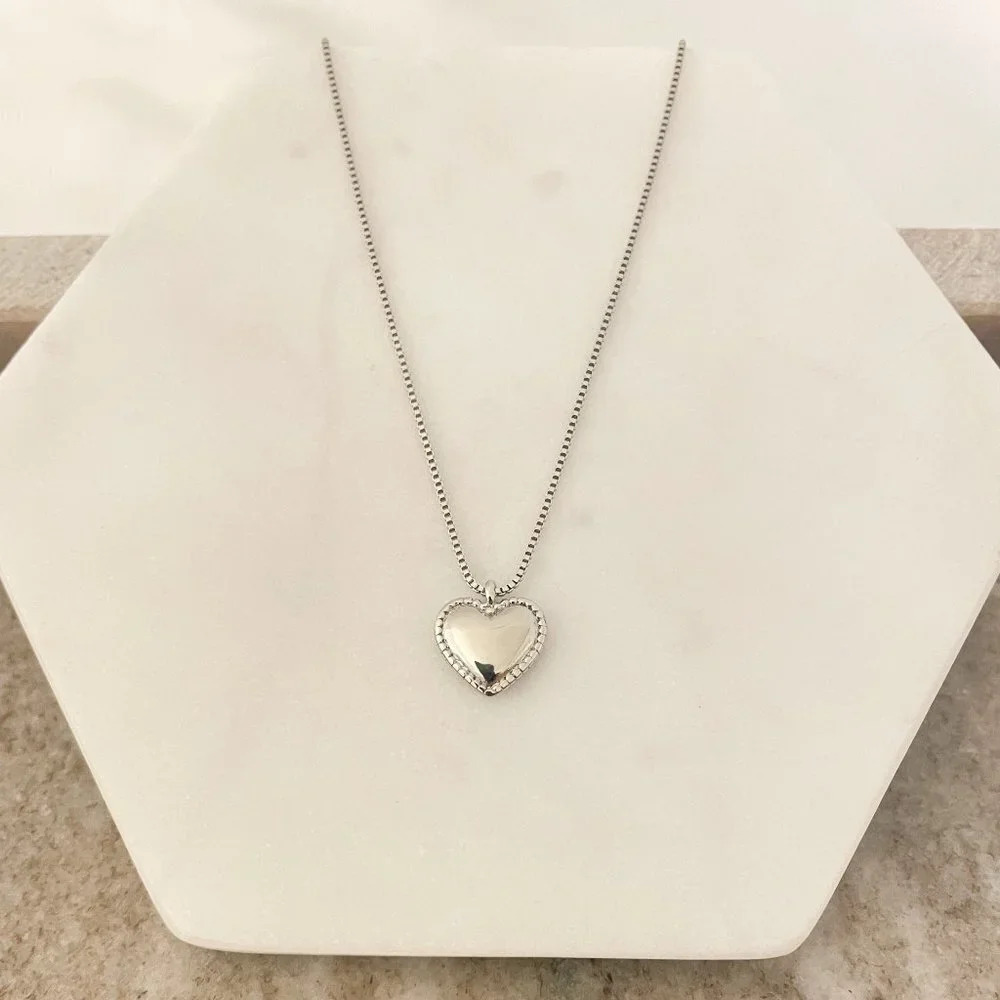 925 Sterling Silver Heart Pendant Necklace Dainty Minimalist Necklace